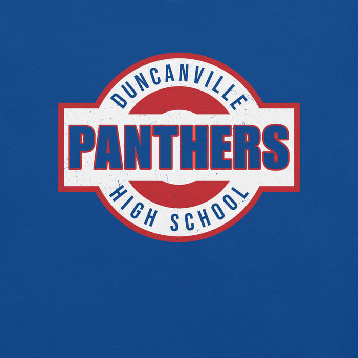 Close-up view of Duncanville High School Panthers Royal Blue Premium Unisex T-shirt 011