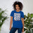 Woman wearing Grand Oaks High School Grizzlies Premium Royal Blue Unisex T-shirt 236