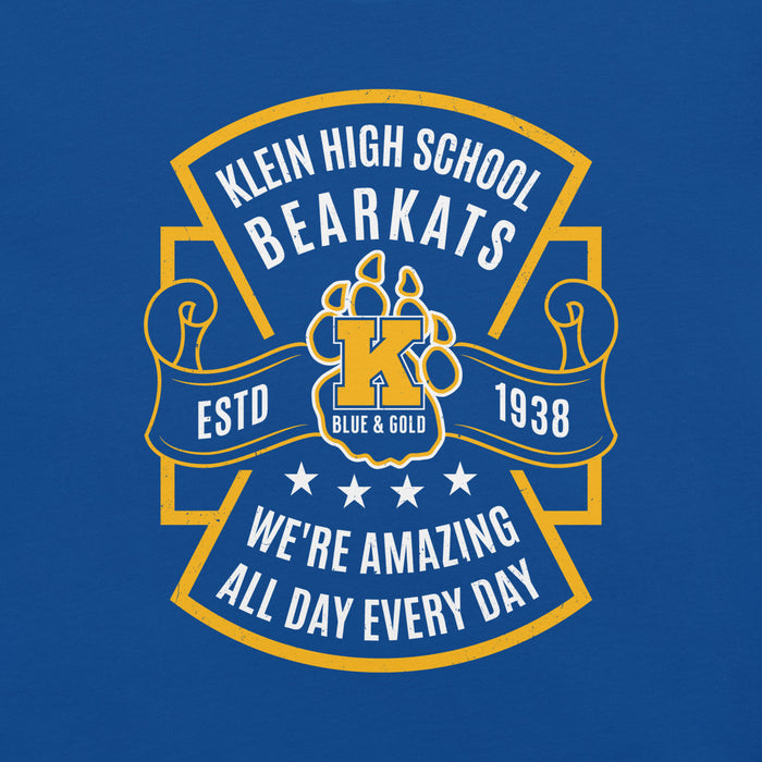 Close-up view of Klein High School Bearkats Royal Blue Premium Unisex T-shirt 207