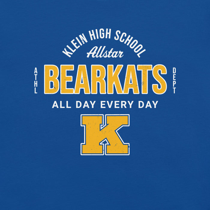 Close-up view of Klein High School Bearkats Royal Blue Premium Unisex T-shirt 040