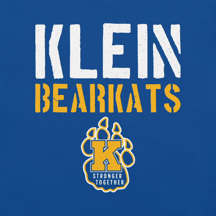 Close-up view of Klein High School Bearkats Royal Blue Premium Unisex T-shirt 017