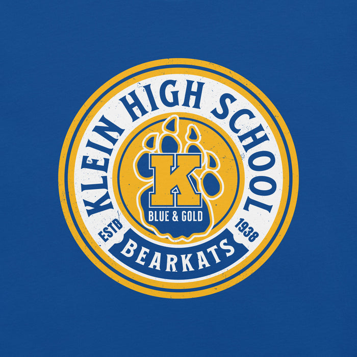 Close-up view of Klein High School Bearkats Royal Blue Premium Unisex T-shirt 220