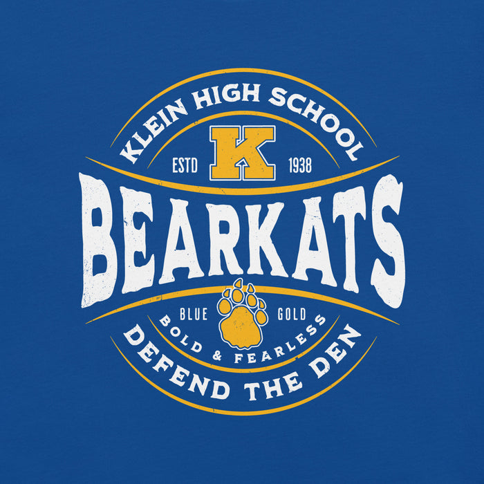 Close-up view of Klein High School Bearkats Royal Blue Premium Unisex T-shirt 218