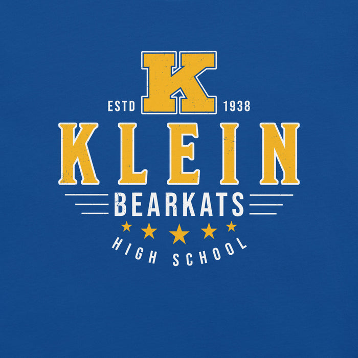 Close-up view of Klein High School Bearkats Royal Blue Premium Unisex T-shirt 217