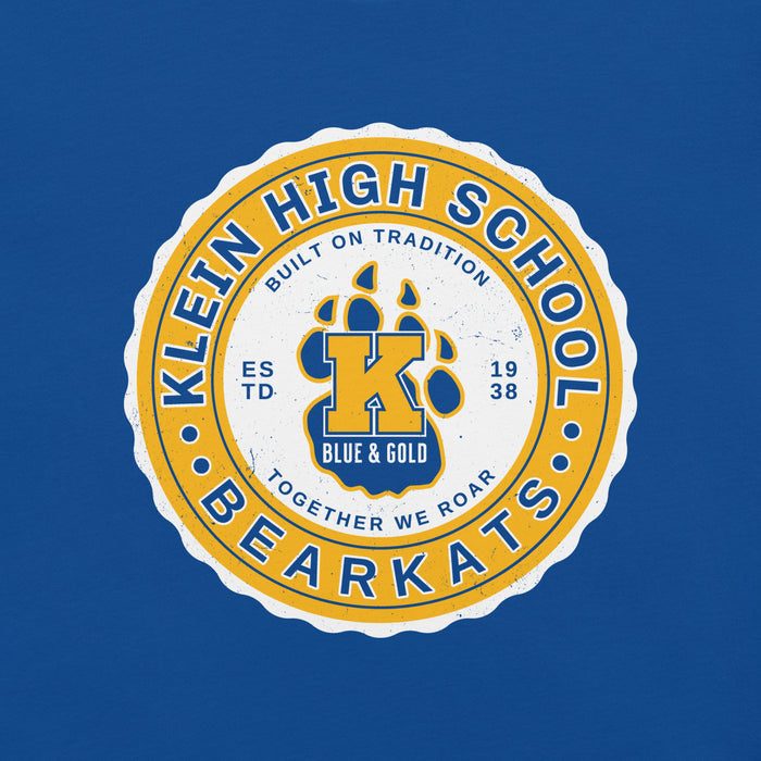 Close-up view of Klein High School Bearkats Royal Blue Premium Unisex T-shirt 216