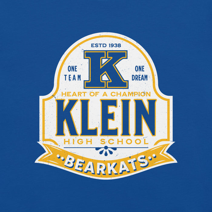 Close-up view of Klein High School Bearkats Royal Blue Premium Unisex T-shirt 219