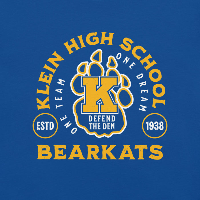 Close-up view of Klein High School Bearkats Royal Blue Premium Unisex T-shirt 208