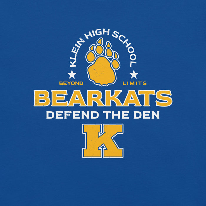 Close-up view of Klein High School Bearkats Royal Blue Premium Unisex T-shirt 222