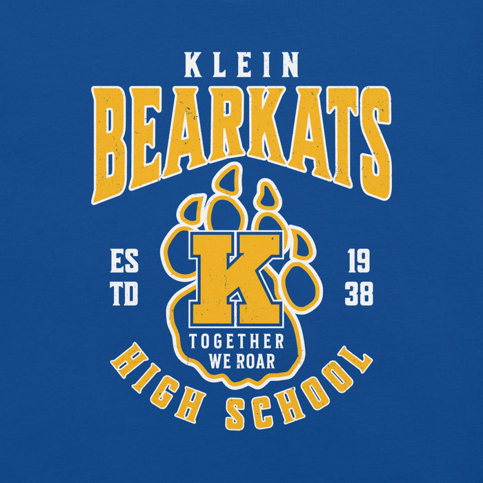 Close-up view of Klein High School Bearkats Royal Blue Premium Unisex T-shirt 213