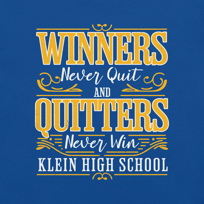 Close-up view of Klein High School Bearkats Royal Blue Premium Unisex T-shirt 237