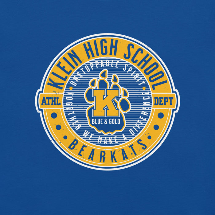 Close-up view of Klein High School Bearkats Royal Blue Premium Unisex T-shirt 224