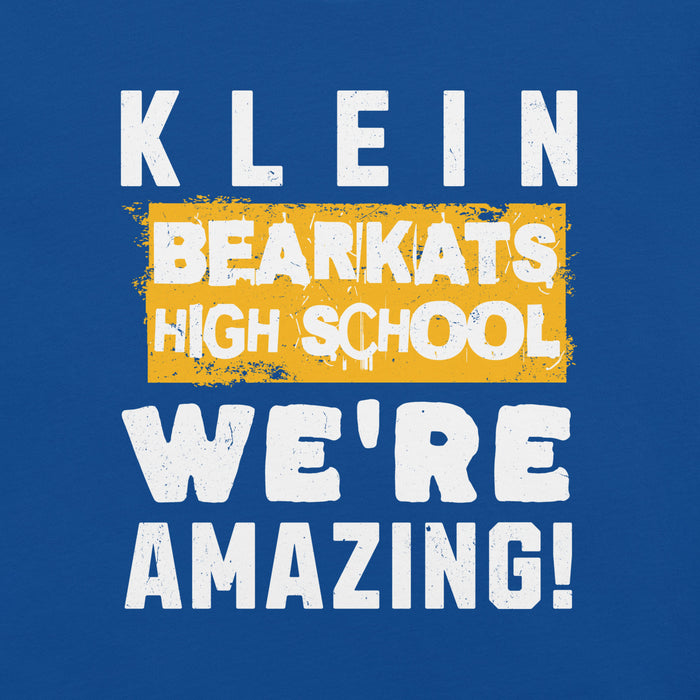 Close-up view of Klein High School Bearkats Royal Blue Premium Unisex T-shirt 231