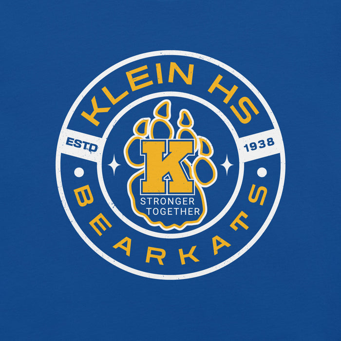 Close-up view of Klein High School Bearkats Royal Blue Premium Unisex T-shirt 239