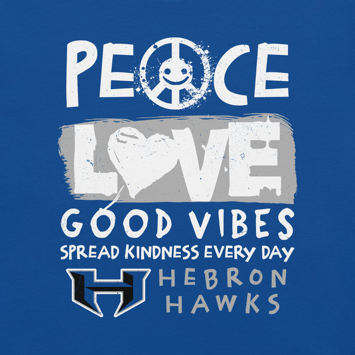 Close-up view of Hebron High School Hawks Royal Blue Premium Unisex T-shirt 240