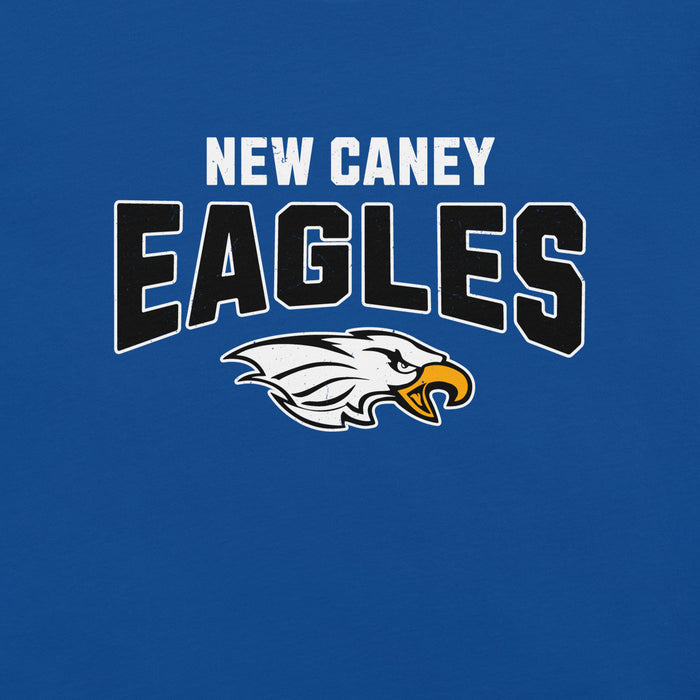 Close-up view of New Caney High School Eagles Royal Blue Premium Unisex T-shirt 234