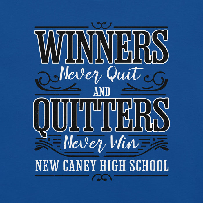 Close-up view of New Caney High School Eagles Royal Blue Premium Unisex T-shirt 237