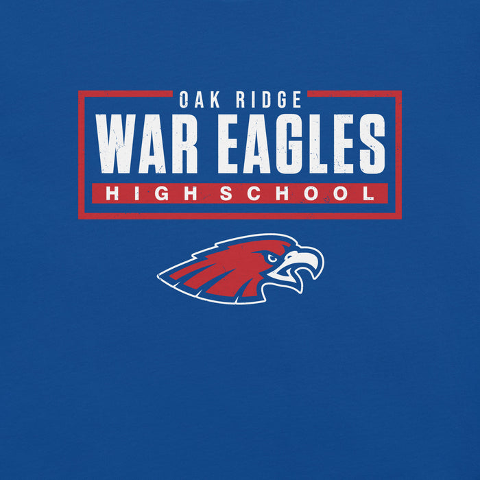 Close-up view of Oak Ridge High School War Eagles Royal Blue Premium Unisex T-shirt 049