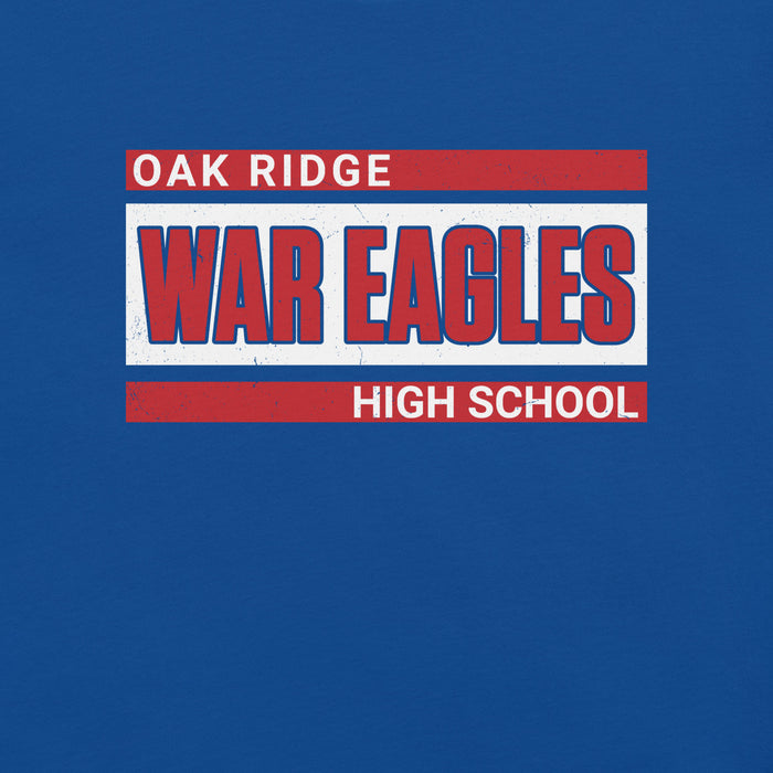 Close-up view of Oak Ridge High School War Eagles Royal Blue Premium Unisex T-shirt 098