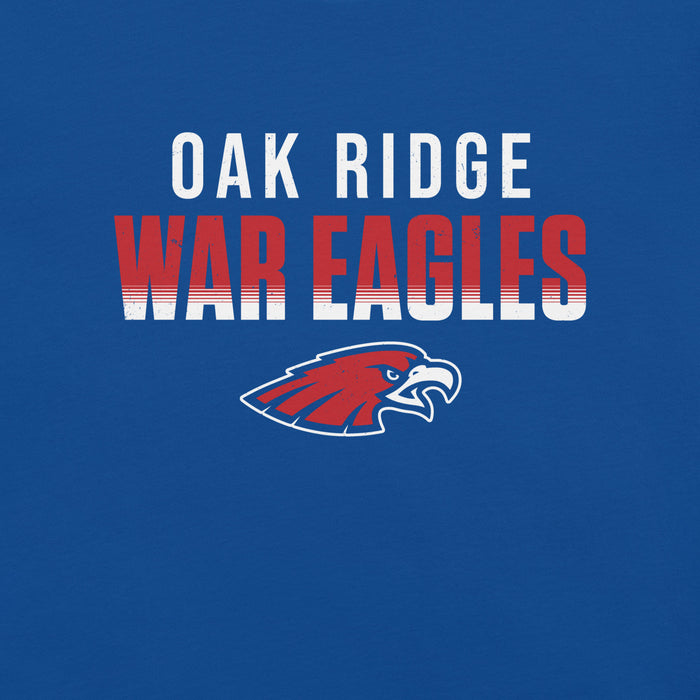 Close-up view of Oak Ridge High School War Eagles Royal Blue Premium Unisex T-shirt 024
