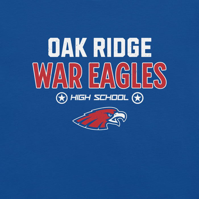 Close-up view of Oak Ridge High School War Eagles Royal Blue Premium Unisex T-shirt 003
