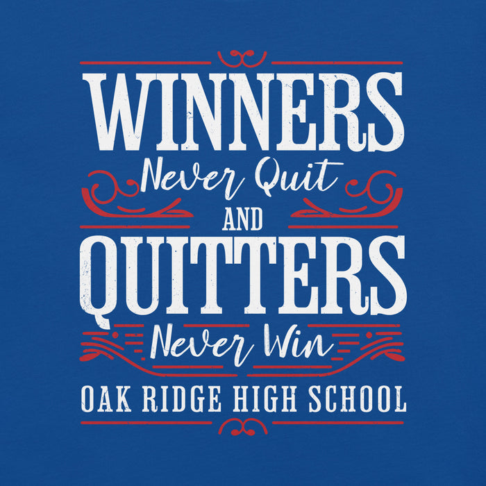 Close-up view of Oak Ridge High School War Eagles Royal Blue Premium Unisex T-shirt 237