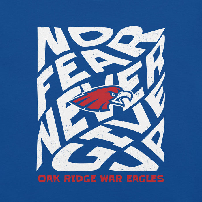 Close-up view of Oak Ridge High School War Eagles Royal Blue Premium Unisex T-shirt 236