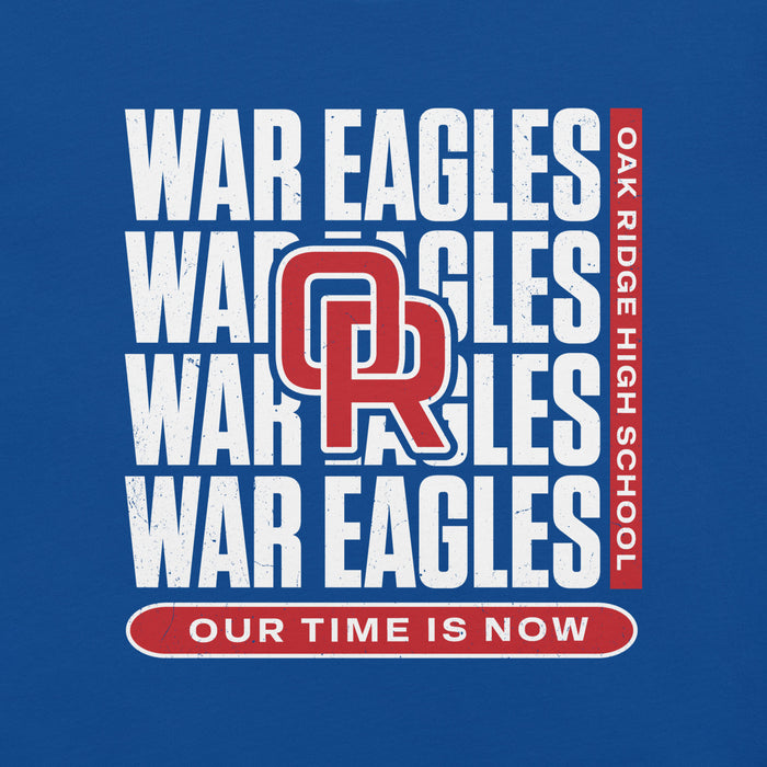Close-up view of Oak Ridge High School War Eagles Royal Blue Premium Unisex T-shirt 235