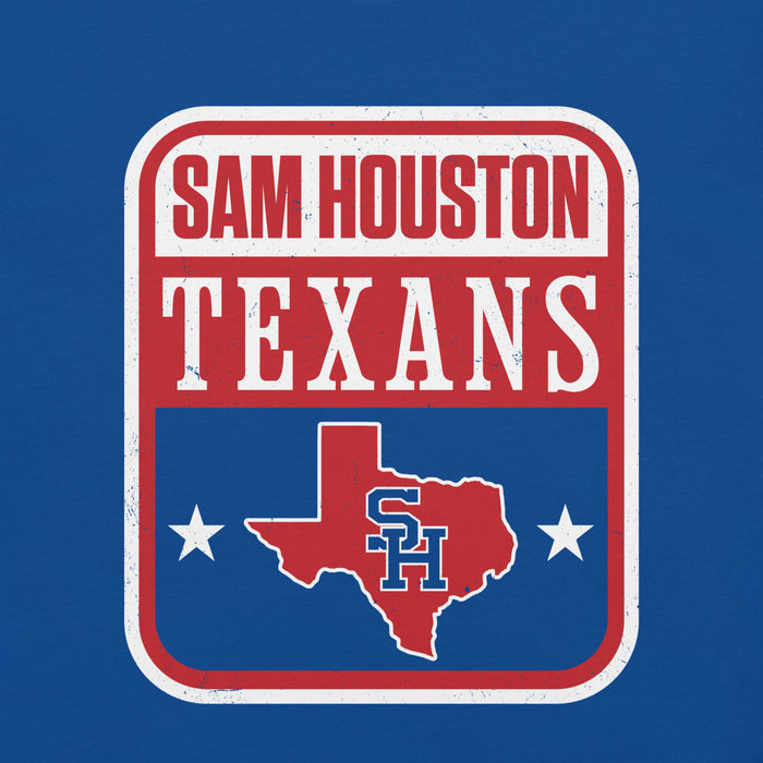 Close-up view of Sam Houston High School Texans Royal Blue Premium Unisex T-shirt 001