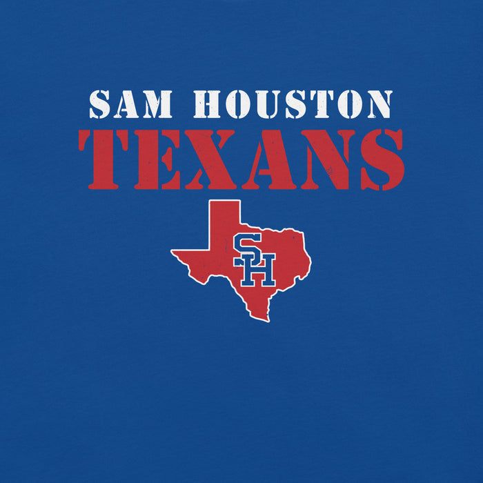 Close-up view of Sam Houston High School Texans Royal Blue Premium Unisex T-shirt 017