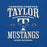 Close-up view of Taylor High School Mustangs Royal Blue Premium Unisex T-shirt 230