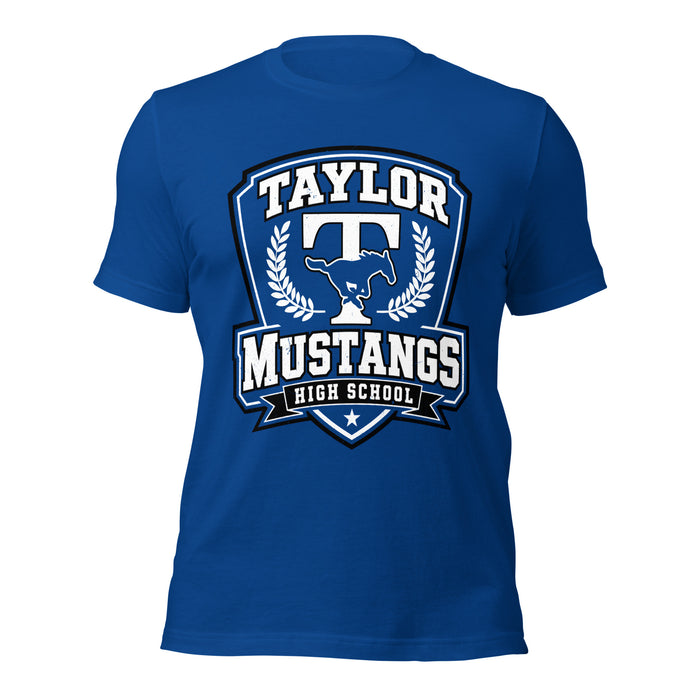 Taylor High School Mustangs Royal Blue Premium Unisex T-shirt 020