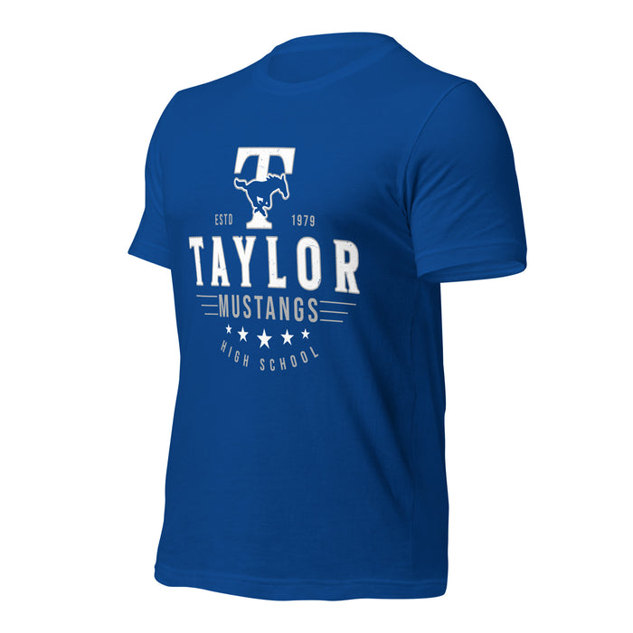 Taylor High School Mustangs Royal Blue Premium Unisex T-shirt 217a