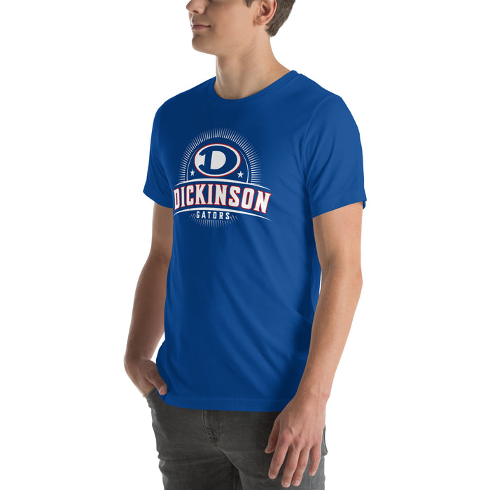Man wearing Dickinson High School Gators Royal Blue Premium Unisex t-shirt 221