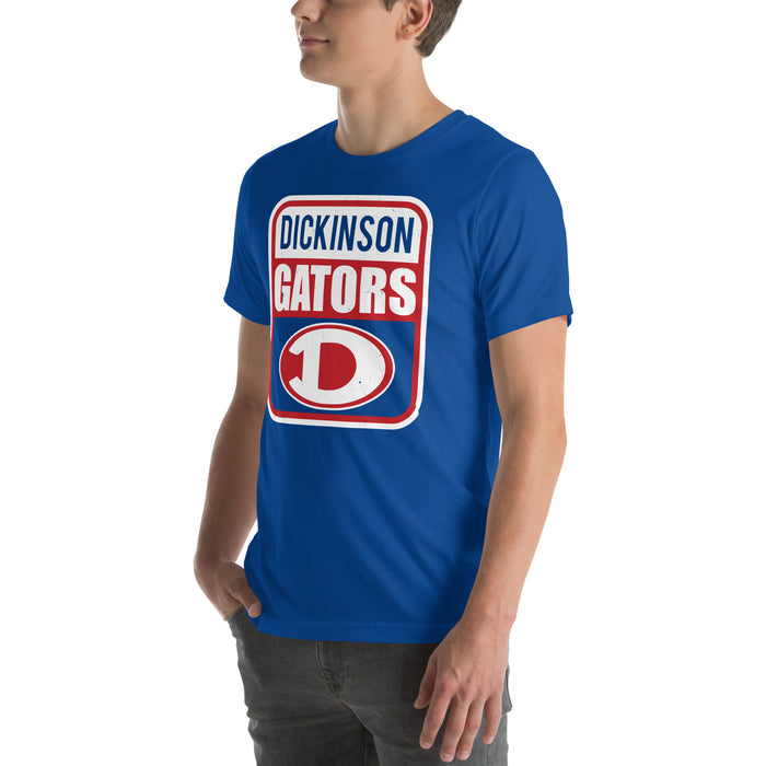 Man wearing Dickinson High School Gators Royal Blue Premium Unisex t-shirt 001