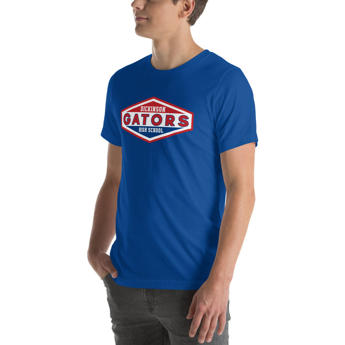 Man wearing Dickinson High School Gators Royal Blue Premium Unisex t-shirt 009