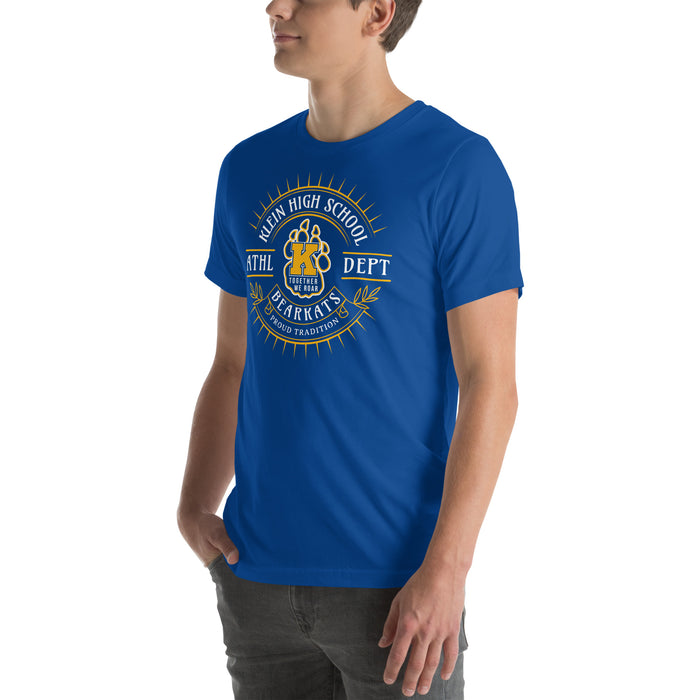 Man wearing Klein High School Bearkats Royal Blue Premium Unisex T-shirt 201