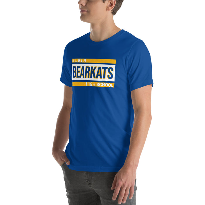 Man wearing Klein High School Bearkats Royal Blue Premium Unisex T-shirt 098