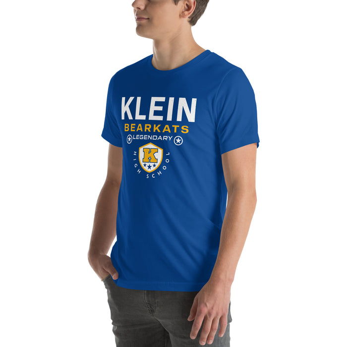 Man wearing Klein High School Bearkats Royal Blue Premium Unisex T-shirt 003