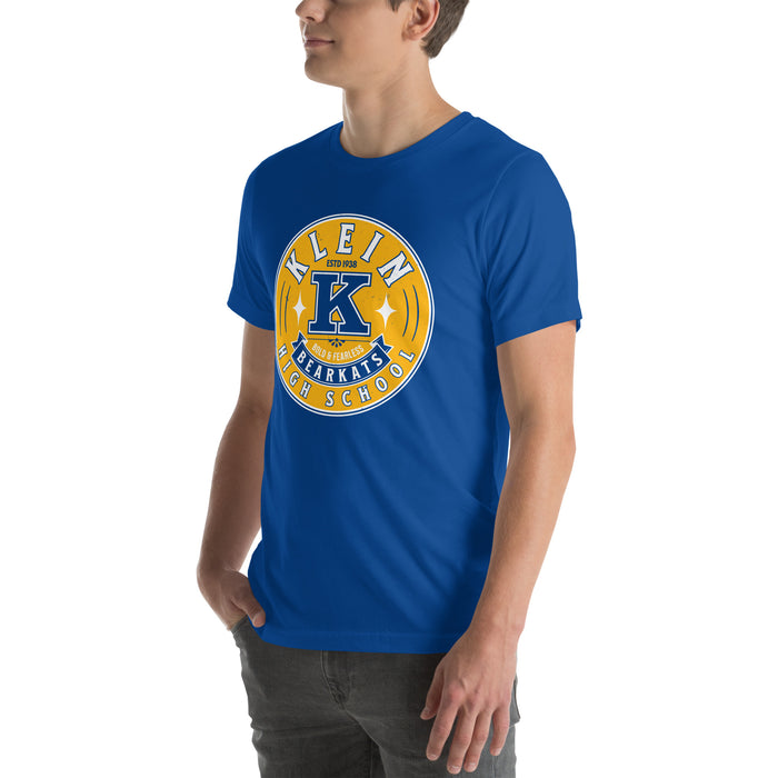 Man wearing Klein High School Bearkats Royal Blue Premium Unisex T-shirt 215