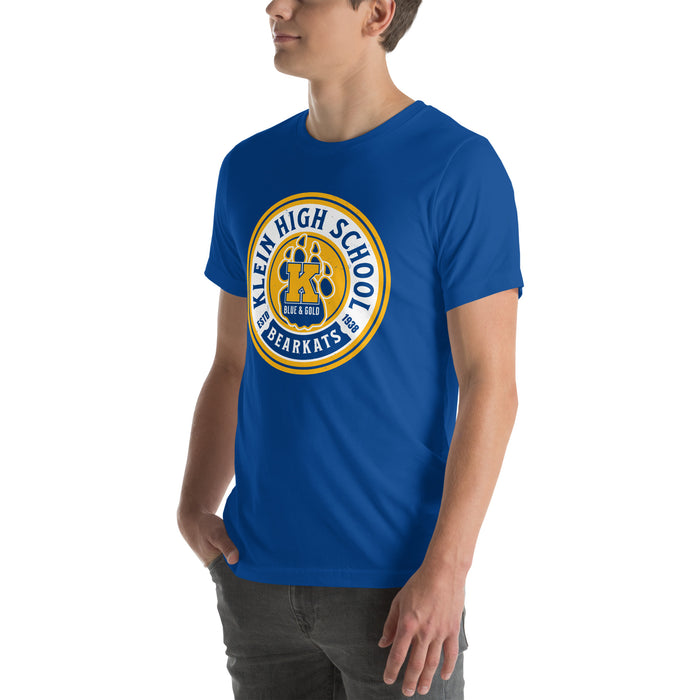 Man wearing Klein High School Bearkats Royal Blue Premium Unisex T-shirt 220