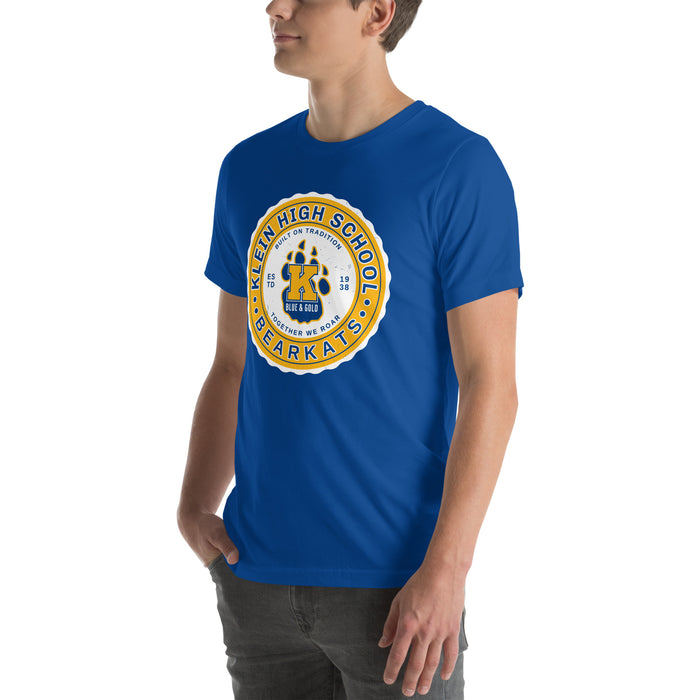 Man wearing Klein High School Bearkats Royal Blue Premium Unisex T-shirt 216