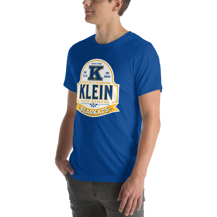 Man wearing Klein High School Bearkats Royal Blue Premium Unisex T-shirt 219