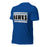 Profile view of Hebron High School Hawks Royal Blue Premium Unisex T-shirt 098