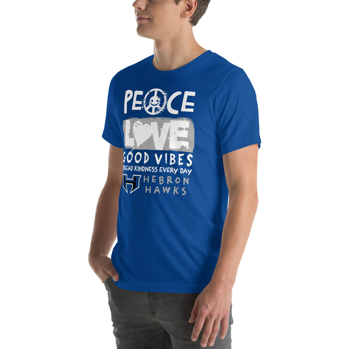 Man wearing Hebron High School Hawks Royal Blue Premium Unisex T-shirt 240