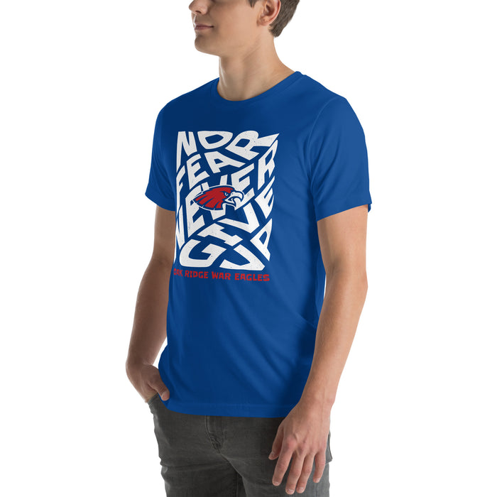 Man wearing Oak Ridge High School War Eagles Royal Blue Premium Unisex T-shirt 236