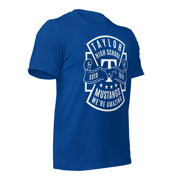 Taylor High School Mustangs Royal Blue Premium Unisex T-shirt 207b