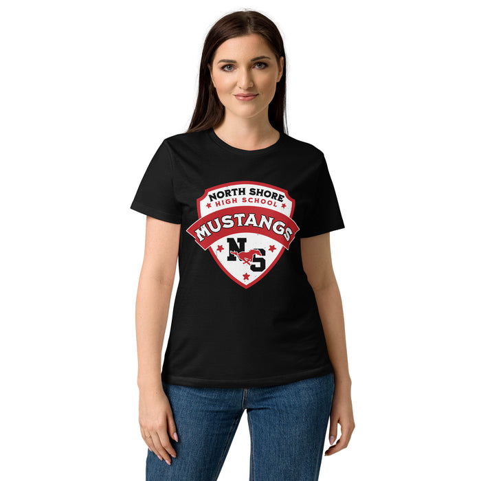 Front view of North Shore High School Mustangs Women's Black SoftStyle T-shirt 221