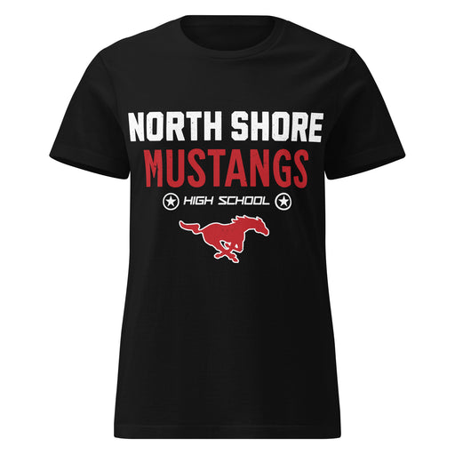 North Shore High School Mustangs Women's Black SoftStyle T-shirt 003