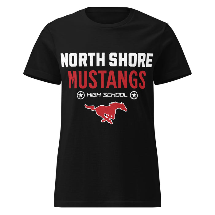 North Shore High School Mustangs Women's Black SoftStyle T-shirt 003