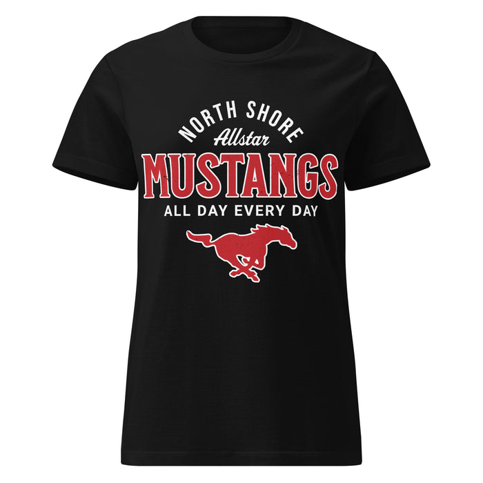 North Shore High School Mustangs Women's Black SoftStyle T-shirt 040